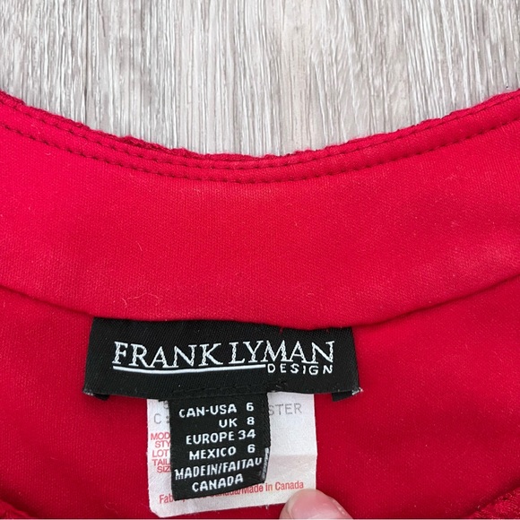 FRANK LYMAN Red Top with Lace Size 6 - Picture 4 of 6